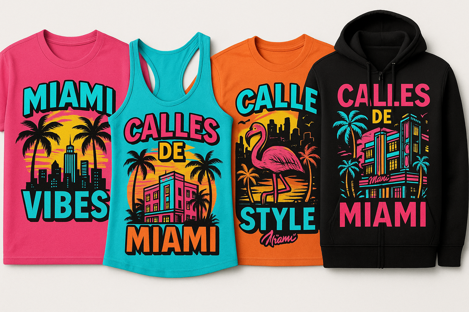 calles de miami brand of tourist cloth with a spansglish theme